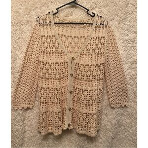 Free People cream crochet loose fit cardigan. No tags, but fits like a medium.